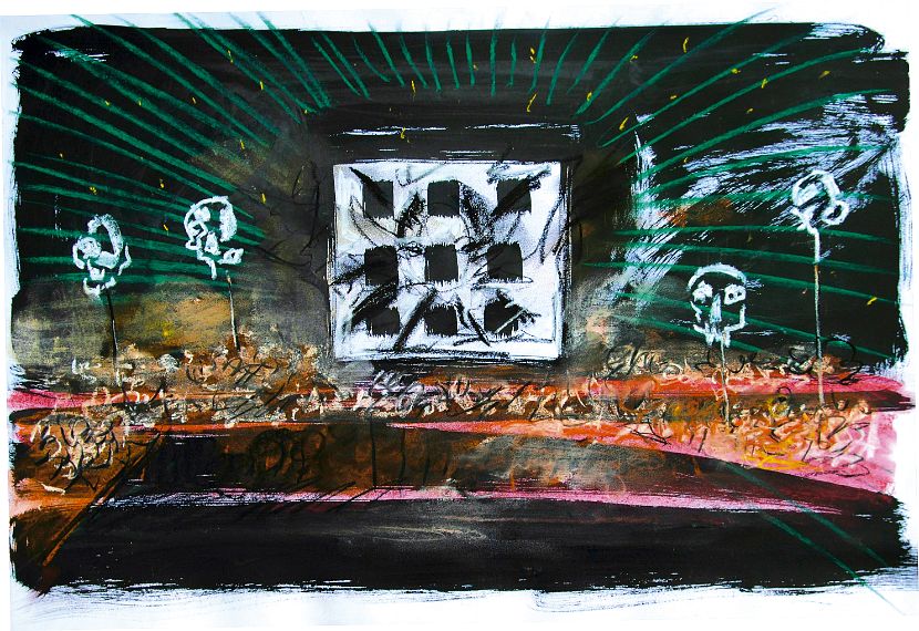 ENERGIE, Bühnenbildentwurf, Mischtechnik, 62 x 88 cm, 2001